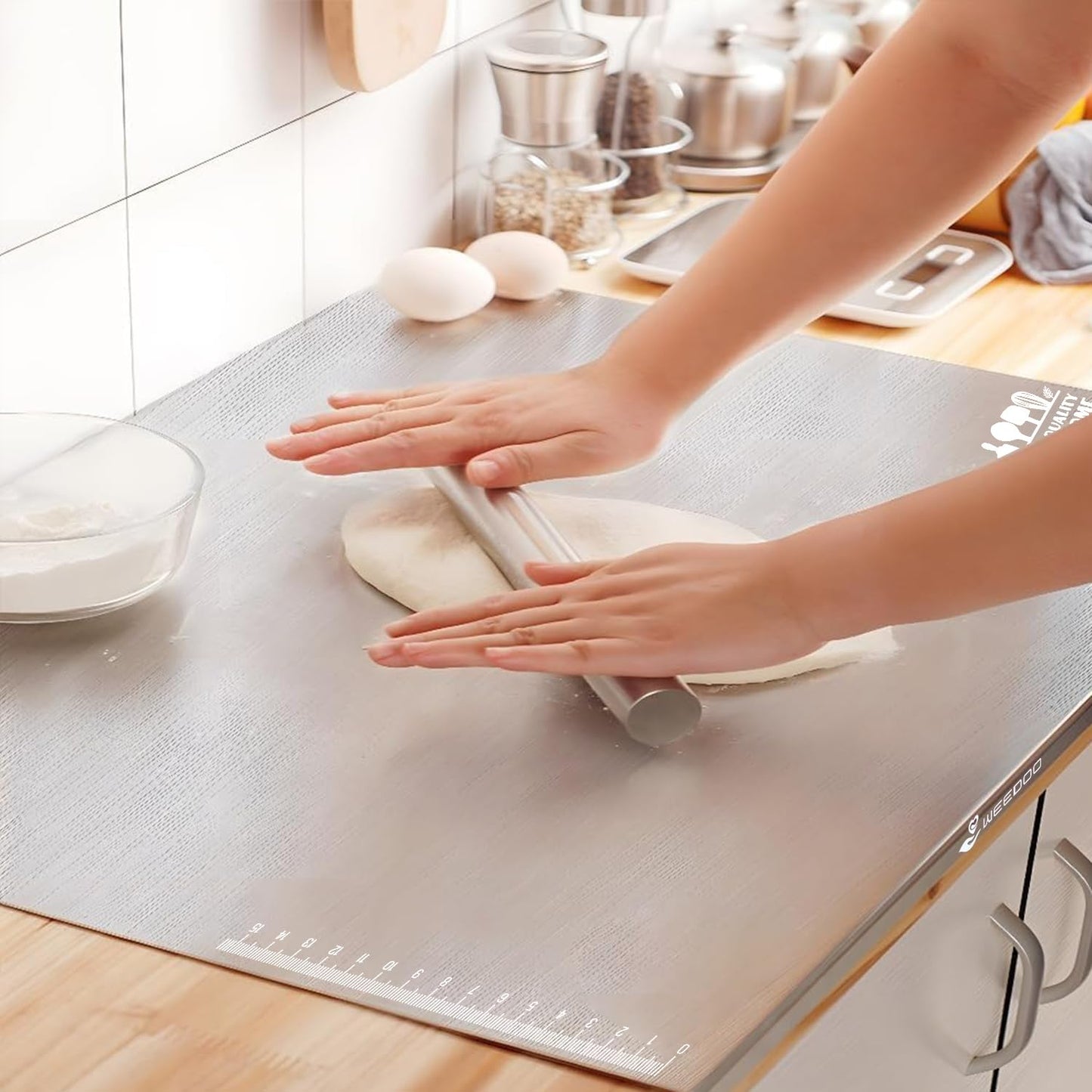 WEEDOO Stainless Steel Cutting Board (41 cm × 31 cm) | Steel Chopping Board | Chopping Board | Chopper Board for Kitchen | Steel Cutting Board | Kitchen Top Regular (Counter Top)