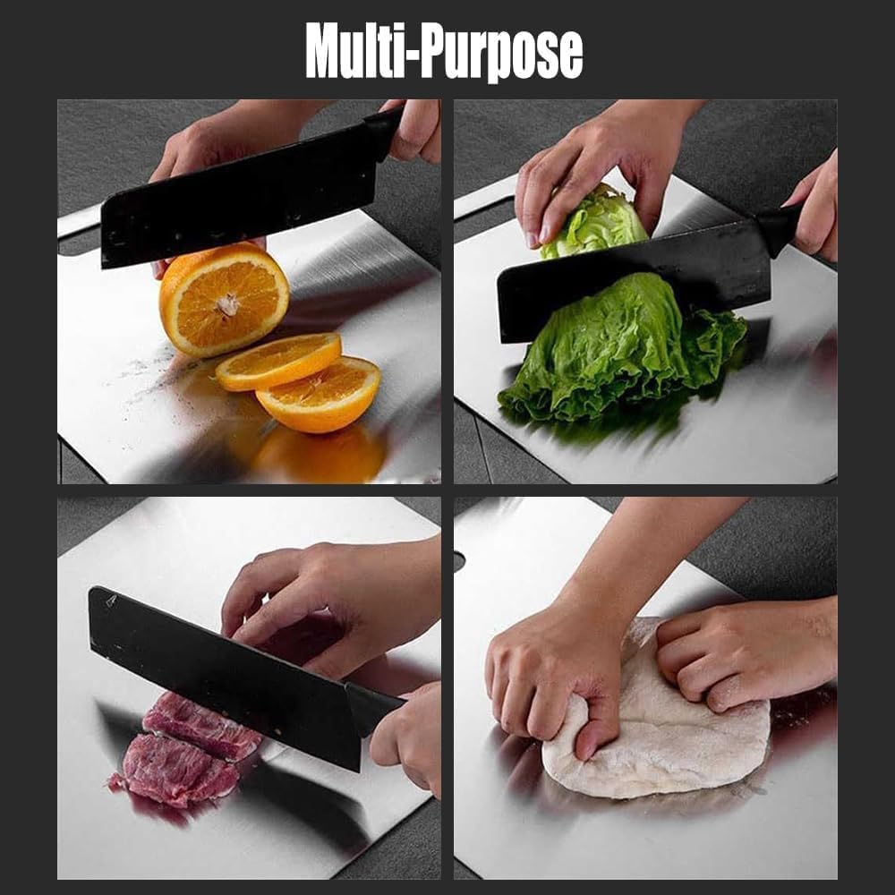 WEEDOO Stainless Steel Cutting Board for Kitchen (35CMX24CM) | Steel Chopping Board | Chopping BoardSteel | Food Grade | Rust-Resistant | Steel Cutting Board | Chopping Board for Vegetables.