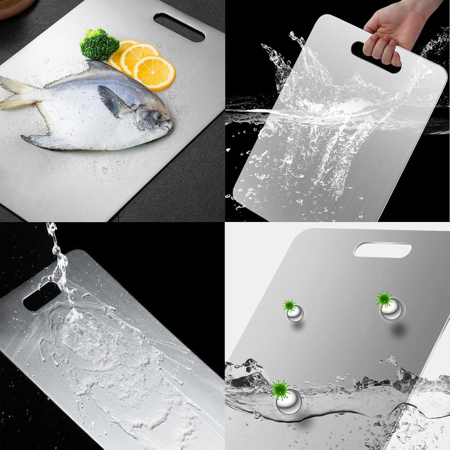 WEEDOO Stainless Steel Cutting Board for Kitchen (35CMX24CM) | Steel Chopping Board | Chopping BoardSteel | Food Grade | Rust-Resistant | Steel Cutting Board | Chopping Board for Vegetables.