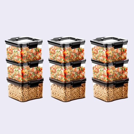 WEEDOO Air Tight Containers For Kitchen | Kitchen storage setplastic jars kitchen | Plastic Boxes For Storage | Kitchen containers set | Air Tight Container (400ML PACK OF 9)