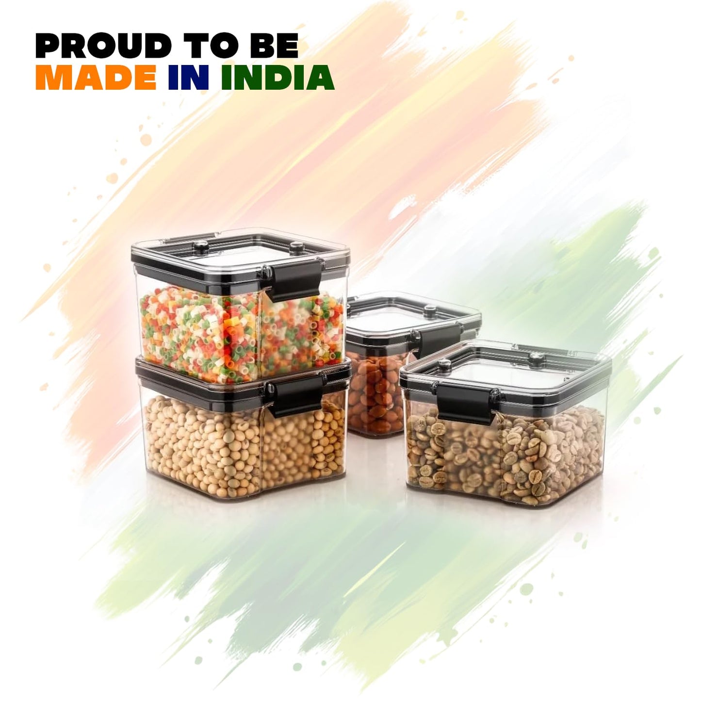 WEEDOO Air Tight Containers For Kitchen | Kitchen storage setplastic jars kitchen | Plastic Boxes For Storage | Kitchen containers set | Air Tight Container (400ML PACK OF 9)