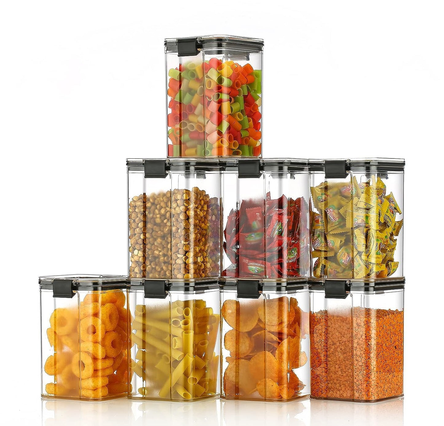 WEEDOO Air Tight Containers For Kitchen | Kitchen storage setplastic jars kitchen | Plastic Boxes For Storage | Kitchen containers set | Air Tight Container (1200ML PACK OF 8)