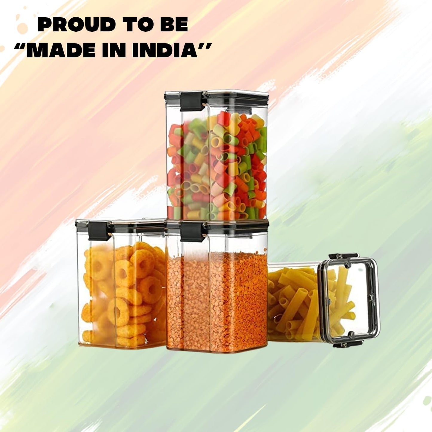 WEEDOO Air Tight Containers For Kitchen | Kitchen storage setplastic jars kitchen | Plastic Boxes For Storage | Kitchen containers set | Air Tight Container (1200ML PACK OF 8)