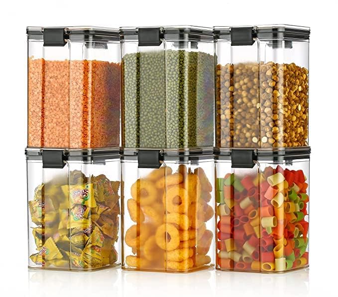 WEEDOO Air Tight Containers For Kitchen Storage |Container Set For Kitchen Storage |Kitchen Organizer| Kitchen Storage| Kitchen airtight container | Plastic container for Kitchen,(1200 ML PACK OF 6)