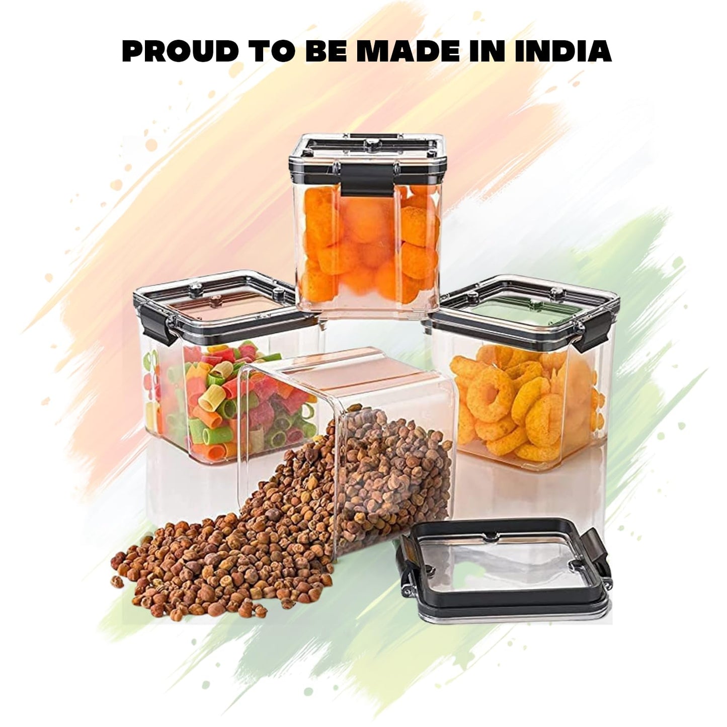 WEEDOO Air Tight Containers For Kitchen | Kitchen storage setplastic jars kitchen | Plastic Boxes For Storage | Kitchen containers set | Air Tight Container (700ML PACK OF 6)