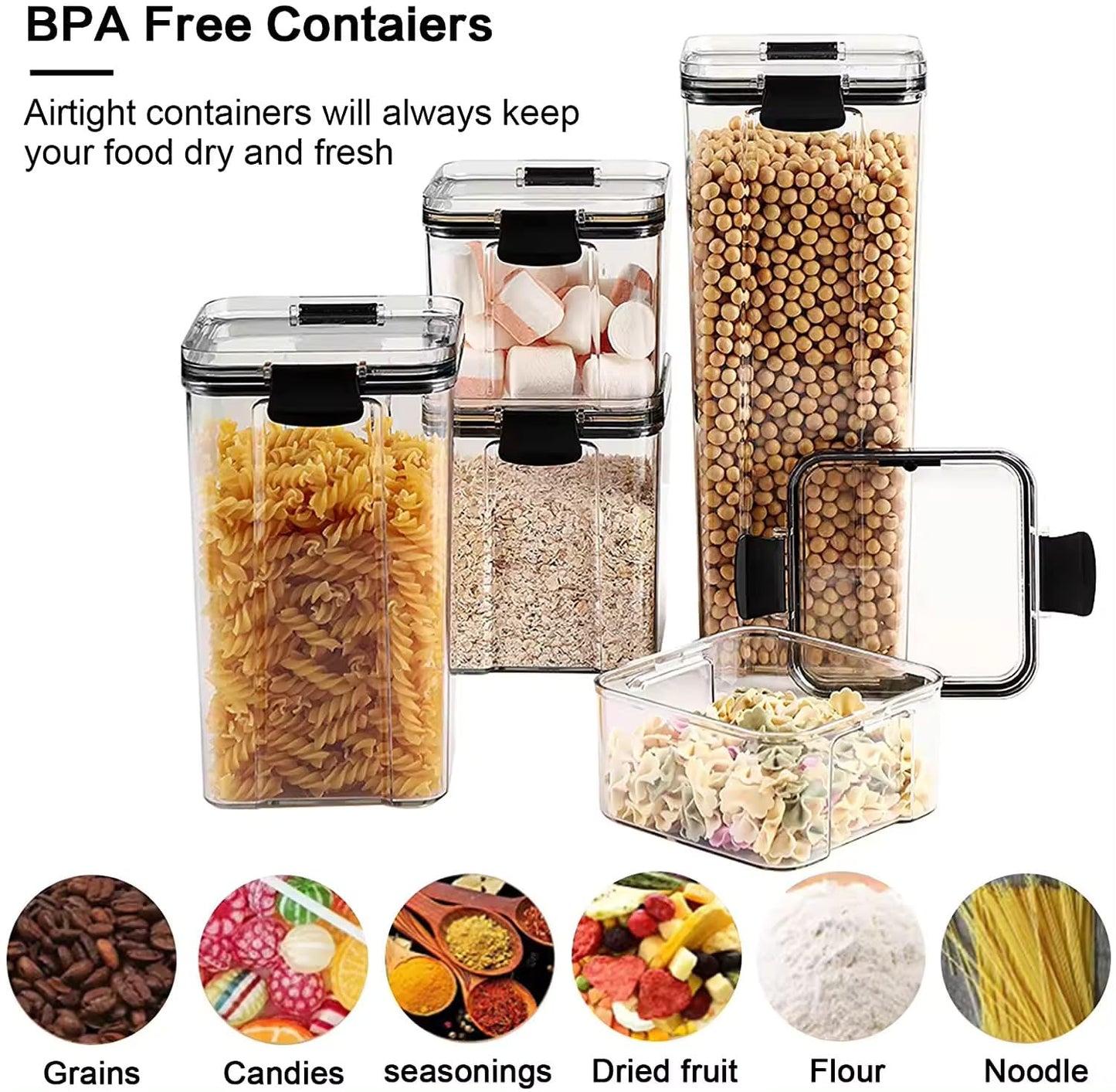 WEEDOO Air Tight Containers For Kitchen | Kitchen storage setplastic jars kitchen | Plastic Boxes For Storage | Kitchen containers set | Air Tight Container (700ML PACK OF 6)
