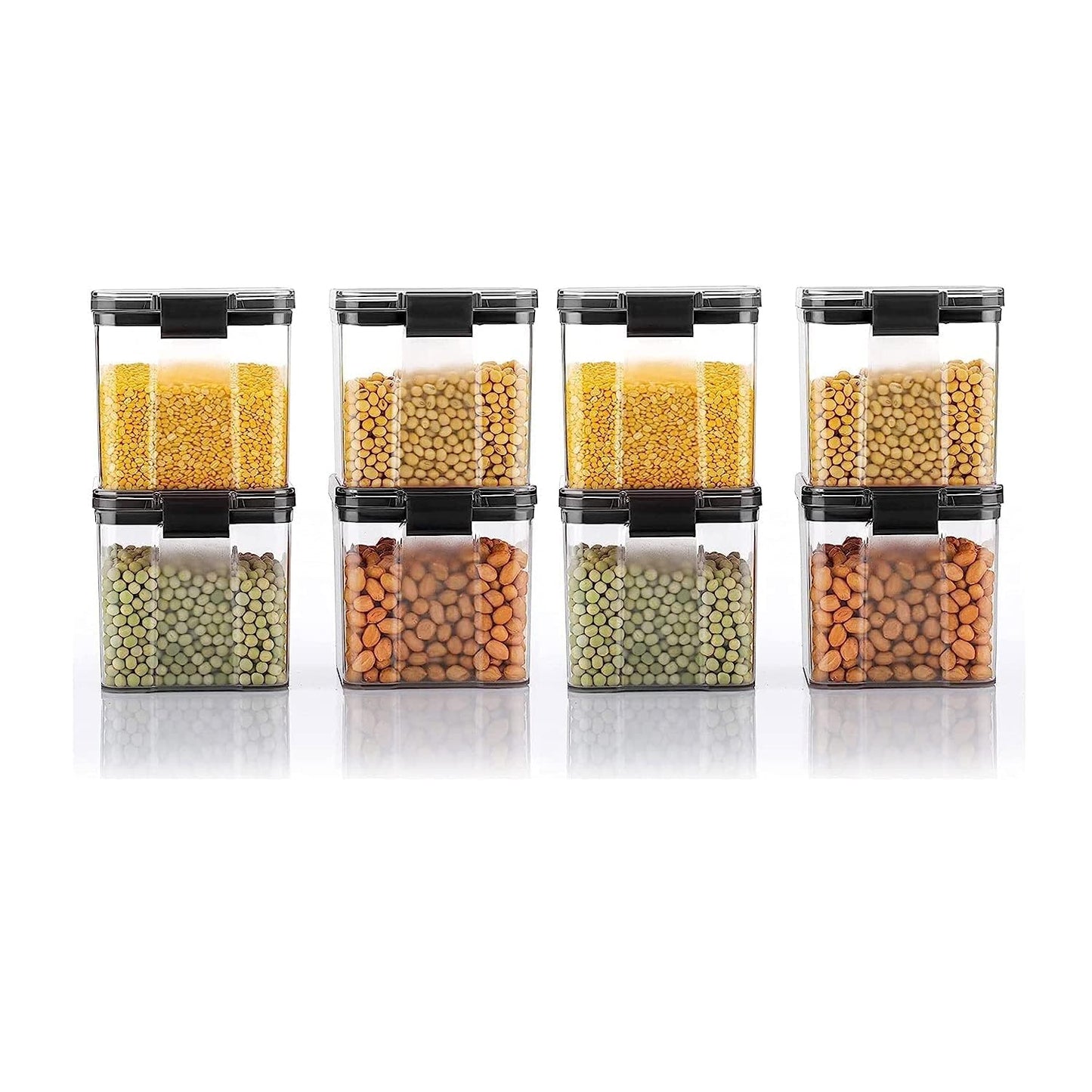 WEEDOO Air Tight Containers For Kitchen | Kitchen storage setplastic jars kitchen | Plastic Boxes For Storage | Kitchen containers set | Air Tight Container 700ML PACK OF 8