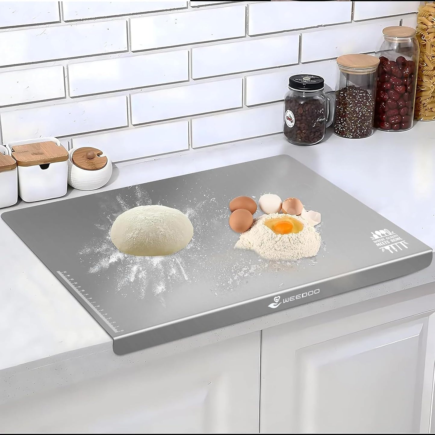 WEEDOO Stainless Steel Cutting Board (41 cm × 31 cm) | Steel Chopping Board | Chopping Board | Chopper Board for Kitchen | Steel Cutting Board | Kitchen Top Regular (Counter Top)