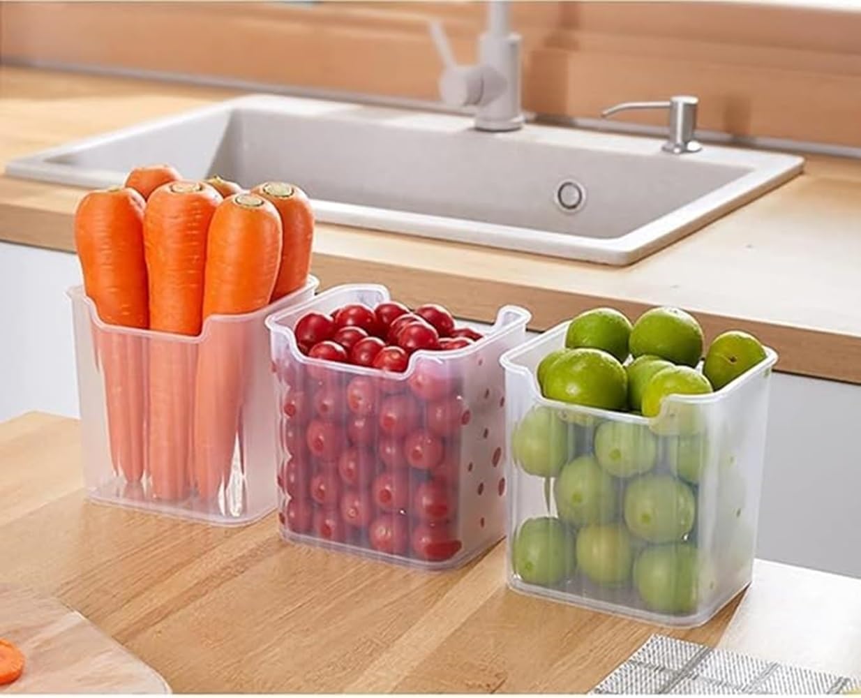 WEEDOO Fridge storage boxes,multipurpose containers for storage Space-saving, Refrigerator Side Door Organizer for fridge kitchen Fruits, Vegetables Storage Containers- transparent (PACK OF 6)