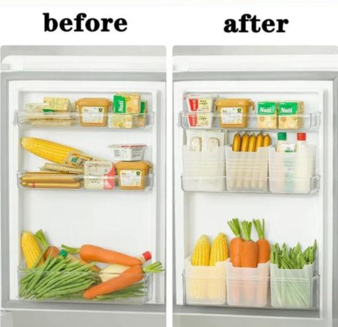 WEEDOO Fridge storage boxes,multipurpose containers for storage Space-saving, Refrigerator Side Door Organizer for fridge kitchen Fruits, Vegetables Storage Containers- transparent (PACK OF 6)