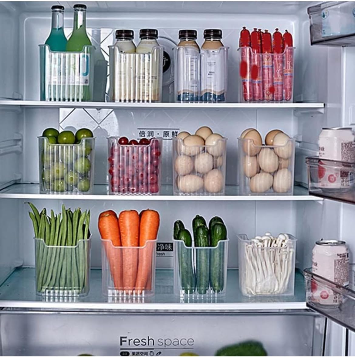 WEEDOO Fridge storage boxes,multipurpose containers for storage Space-saving, Refrigerator Side Door Organizer for fridge kitchen Fruits, Vegetables Storage Containers- transparent (PACK OF 6)