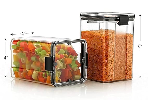 WEEDOO Air Tight Containers For Kitchen Storage |Container Set For Kitchen Storage |Kitchen Organizer| Kitchen Storage| Kitchen airtight container | Plastic container for Kitchen,(1200 ML PACK OF 6)
