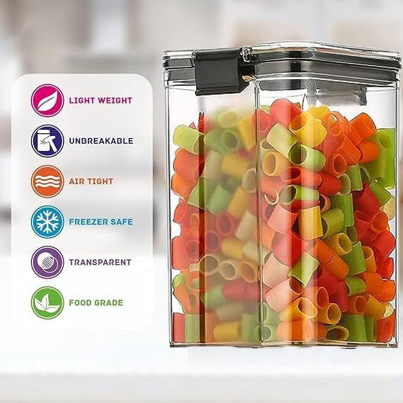 WEEDOO Air Tight Containers For Kitchen Storage |Container Set For Kitchen Storage |Kitchen Organizer| Kitchen Storage| Kitchen airtight container | Plastic container for Kitchen,(1200 ML PACK OF 6)